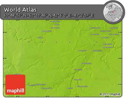 Physical Map of the Area around 62° 0' 21" N, 42° 34' 30" E