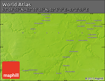 Physical Map of the Area around 62° 0' 21" N, 42° 34' 30" E