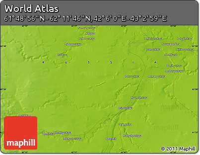 Physical Map of the Area around 62° 0' 21" N, 42° 34' 30" E