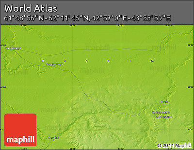 Physical Map of the Area around 62° 0' 21" N, 43° 25' 29" E