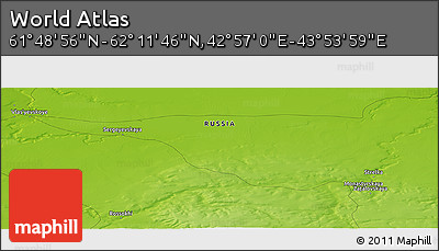 Physical Panoramic Map of the Area around 62° 0' 21" N, 43° 25' 29" E