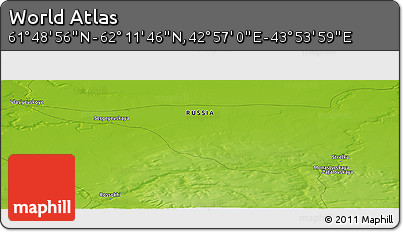 Physical Panoramic Map of the Area around 62° 0' 21" N, 43° 25' 29" E