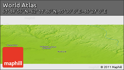 Physical Panoramic Map of the Area around 62° 0' 21" N, 45° 58' 30" E