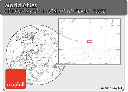 Blank Location Map of the Area around 62° 0' 21" N, 47° 40' 29" E