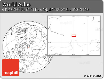 Blank Location Map of the Area around 62° 0' 21" N, 47° 40' 29" E