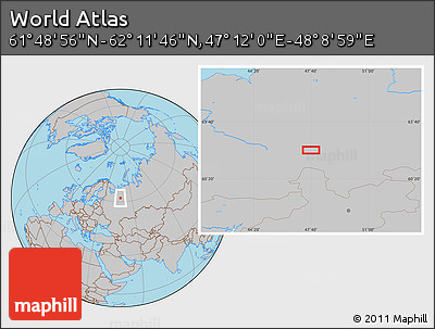 Gray Location Map of the Area around 62° 0' 21" N, 47° 40' 29" E