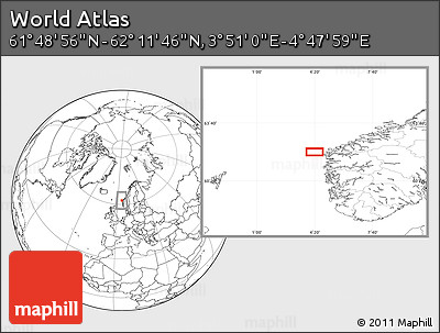 Blank Location Map of the Area around 62° 0' 21" N, 4° 19' 30" E