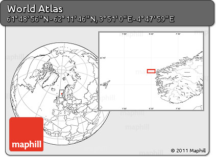 Blank Location Map of the Area around 62° 0' 21" N, 4° 19' 30" E