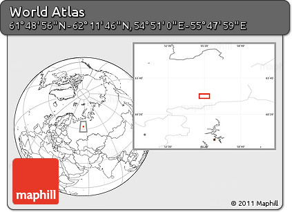 Blank Location Map of the Area around 62° 0' 21" N, 55° 19' 30" E
