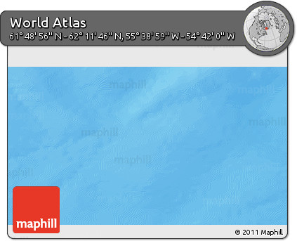 Shaded Relief 3D Map of the Area around 62° 0' 21" N, 55° 10' 29" W