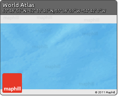 Shaded Relief 3D Map of the Area around 62° 0' 21" N, 55° 10' 29" W