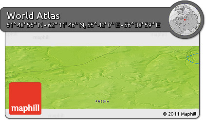 Physical Panoramic Map of the Area around 62° 0' 21" N, 56° 10' 29" E