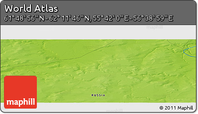 Physical Panoramic Map of the Area around 62° 0' 21" N, 56° 10' 29" E