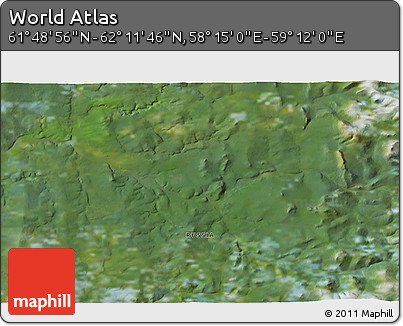 Satellite 3D Map of the Area around 62° 0' 21" N, 58° 43' 30" E