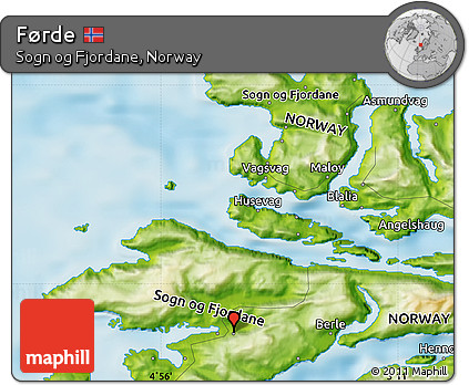 Physical Map of Førde