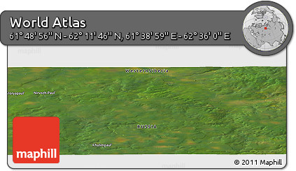Satellite Panoramic Map of the Area around 62° 0' 21" N, 62° 7' 30" E