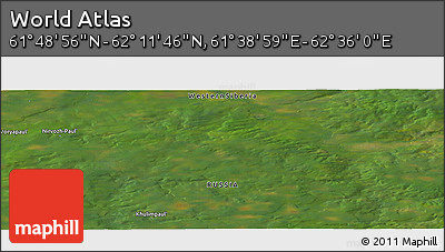 Satellite Panoramic Map of the Area around 62° 0' 21" N, 62° 7' 30" E