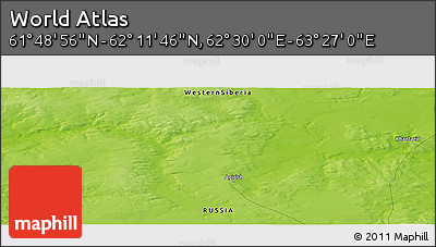 Physical Panoramic Map of the Area around 62° 0' 21" N, 62° 58' 30" E