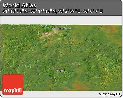 Satellite 3D Map of the Area around 62° 0' 21" N, 65° 31' 30" E
