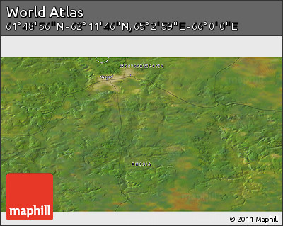 Satellite 3D Map of the Area around 62° 0' 21" N, 65° 31' 30" E