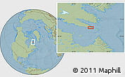 Savanna Style Location Map of the area around 62° 0' 21" N, 66° 13' 29" W, hill shading