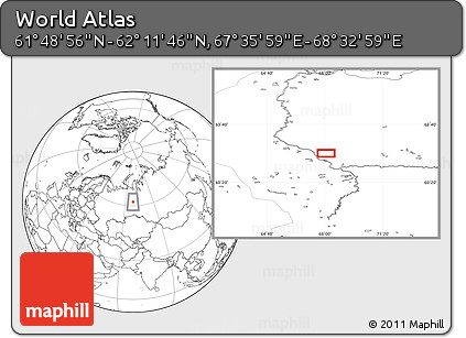 Blank Location Map of the Area around 62° 0' 21" N, 68° 4' 29" E