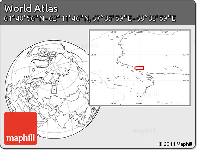 Blank Location Map of the Area around 62° 0' 21" N, 68° 4' 29" E