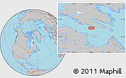 Gray Location Map of the area around 62° 0' 21" N, 68° 46' 30" W