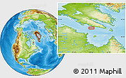 Physical Location Map of the area around 62° 0' 21" N, 68° 46' 30" W
