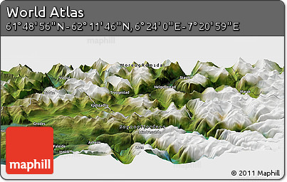 Satellite Panoramic Map of the Area around 62° 0' 21" N, 6° 52' 30" E
