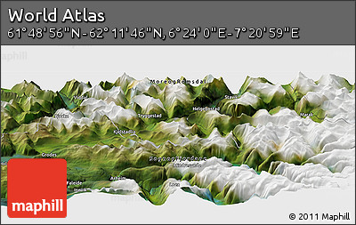Satellite Panoramic Map of the Area around 62° 0' 21" N, 6° 52' 30" E