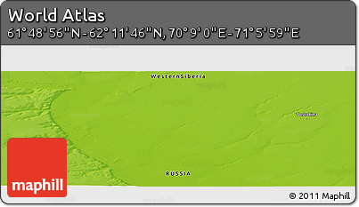 Physical Panoramic Map of the Area around 62° 0' 21" N, 70° 37' 30" E