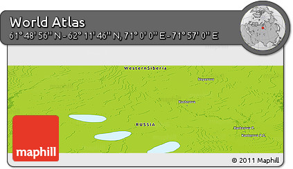 Physical Panoramic Map of the Area around 62° 0' 21" N, 71° 28' 29" E