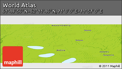 Physical Panoramic Map of the Area around 62° 0' 21" N, 71° 28' 29" E