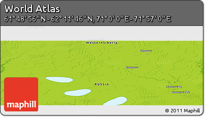 Physical Panoramic Map of the Area around 62° 0' 21" N, 71° 28' 29" E