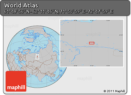 Gray Location Map of the Area around 62° 0' 21" N, 72° 19' 29" E