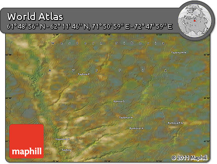 Satellite Map of the Area around 62° 0' 21" N, 72° 19' 29" E