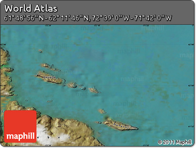 Satellite Map of the Area around 62° 0' 21" N, 72° 10' 30" W