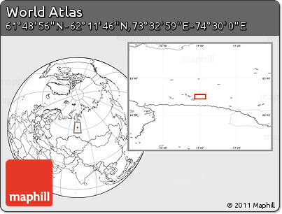 Blank Location Map of the Area around 62° 0' 21" N, 74° 1' 30" E