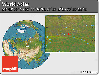 Satellite Location Map of the Area around 62° 0' 21" N, 74° 52' 30" E