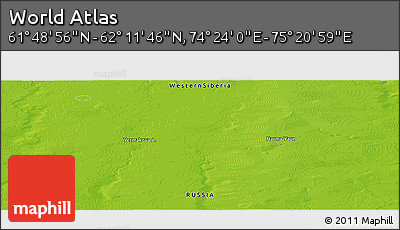 Physical Panoramic Map of the Area around 62° 0' 21" N, 74° 52' 30" E