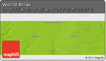 Physical Panoramic Map of the Area around 62° 0' 21" N, 74° 52' 30" E