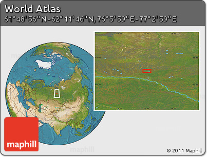 Satellite Location Map of the Area around 62° 0' 21" N, 76° 34' 29" E