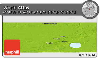 Physical Panoramic Map of the Area around 62° 0' 21" N, 76° 34' 29" E