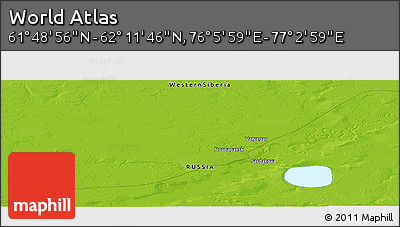 Physical Panoramic Map of the Area around 62° 0' 21" N, 76° 34' 29" E