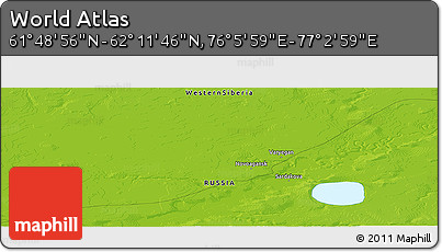 Physical Panoramic Map of the Area around 62° 0' 21" N, 76° 34' 29" E