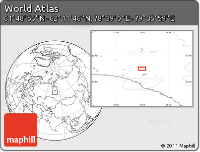 Blank Location Map of the Area around 62° 0' 21" N, 79° 7' 30" E
