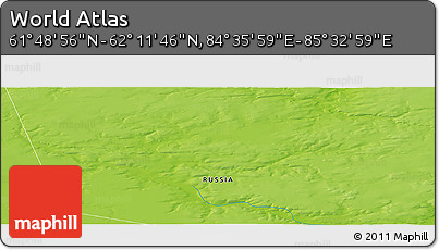 Physical Panoramic Map of the Area around 62° 0' 21" N, 85° 4' 29" E