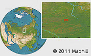 Satellite Location Map of the area around 62° 0' 21" N, 85° 55' 30" E