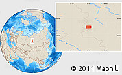 Shaded Relief Location Map of the area around 62° 0' 21" N, 85° 55' 30" E